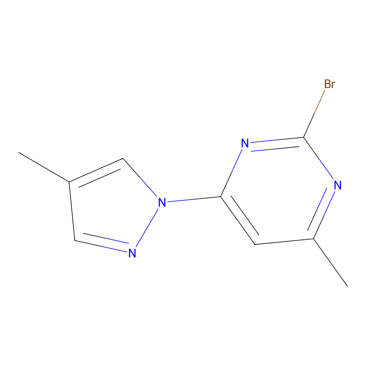 2-Bromo-4-(4-methyl-1H-pyrazol-1-yl)-6-methylpyrimidine molecular structure, CAS 1412960-65-6