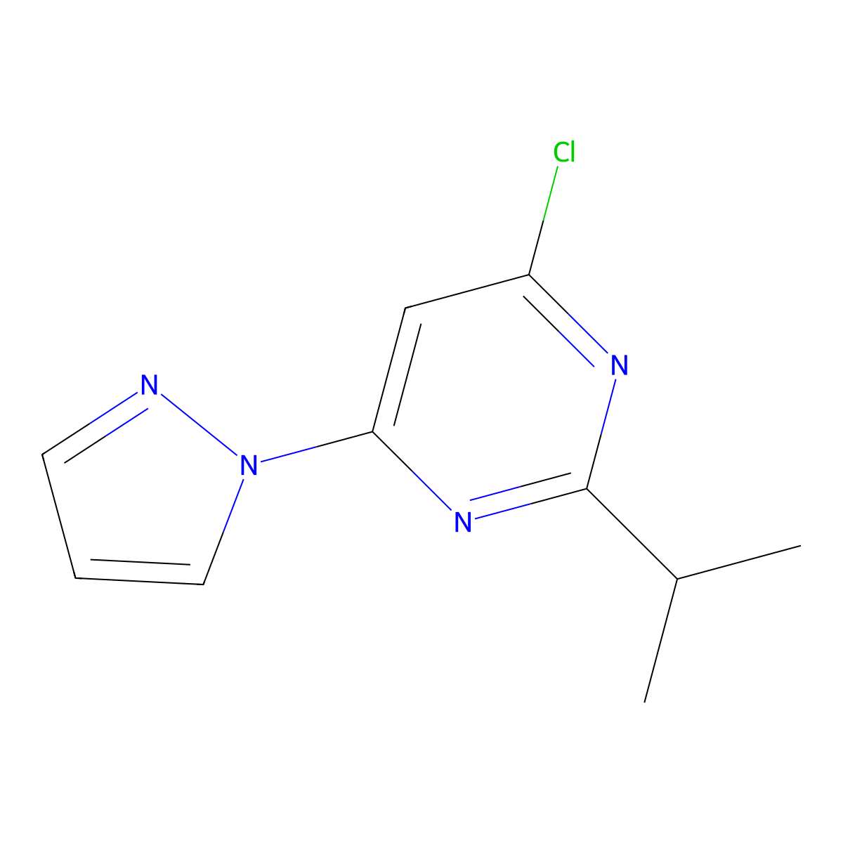 4-chloro-2-(iso-propyl)-6-(1H-pyrozol-1-yl)pyrimidine molecular structure, CAS 1412960-66-7