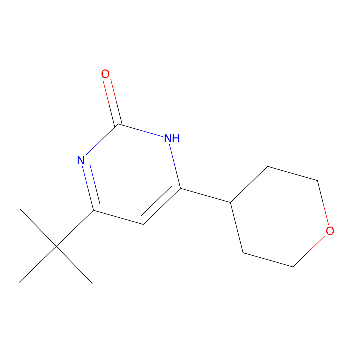 2-Hydroxy-4-(4-tetrahydropyranyl)-6-(tert-butyl)pyrimidine molecular structure, CAS 1412960-67-8