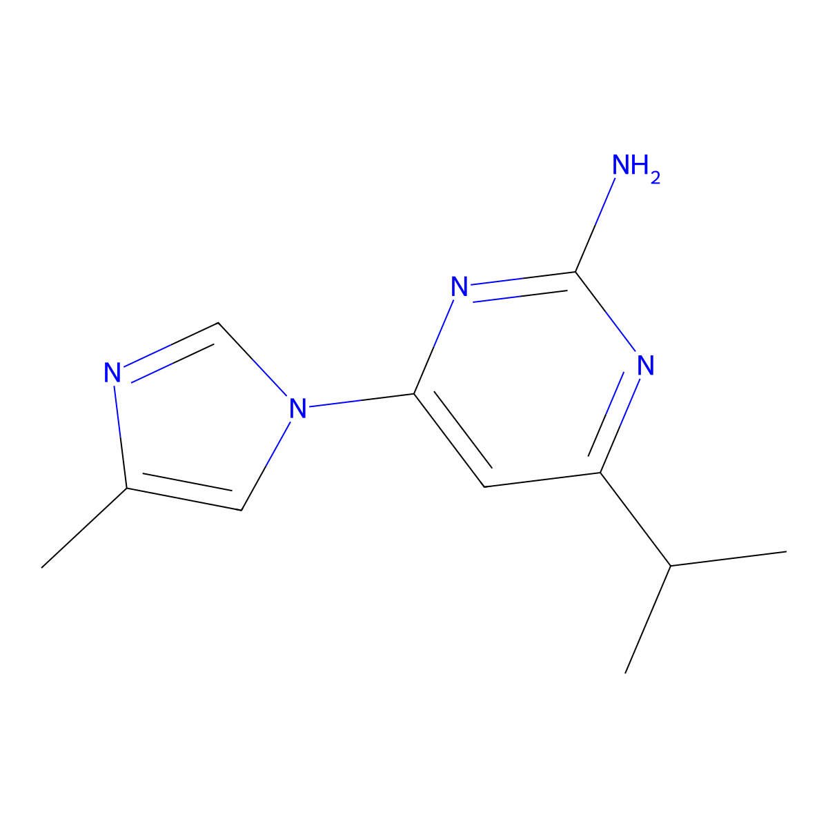 2-Amino-4-(1H-4-methylimidazol-1-yl)-6-(iso-propyl)pyrimidine molecular structure, CAS 1412960-70-3