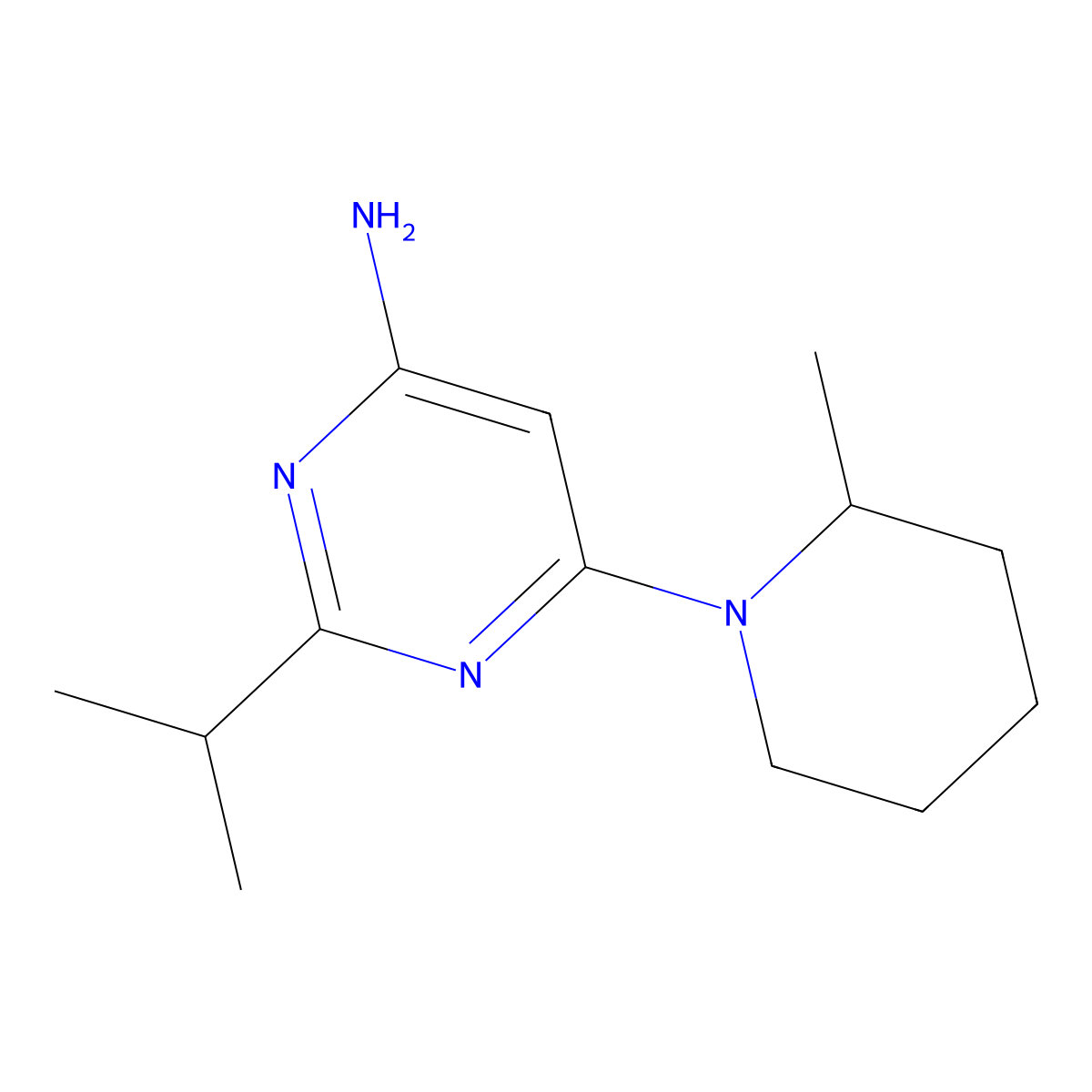 4-Amino-2-(iso-propyl)-6-(2-methylpiperidin-1-yl)-pyrimidine molecular structure, CAS 1412960-71-4