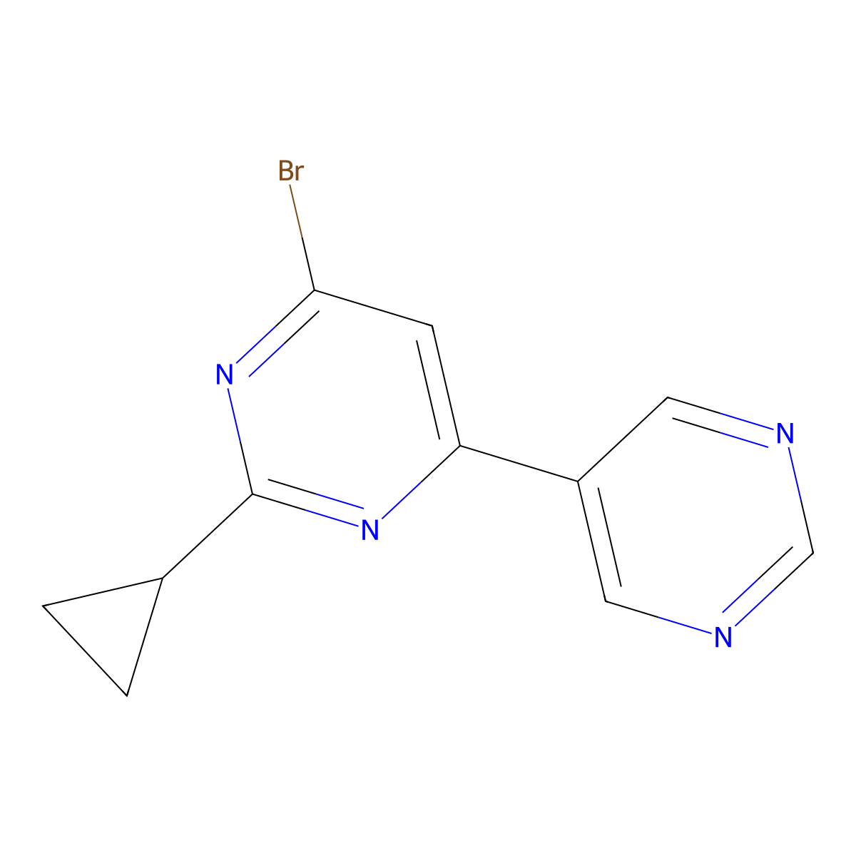 4-Bromo-2-cyclopropyl-6-(5-pyrimidyl)pyrimidine molecular structure, CAS 1412960-75-8