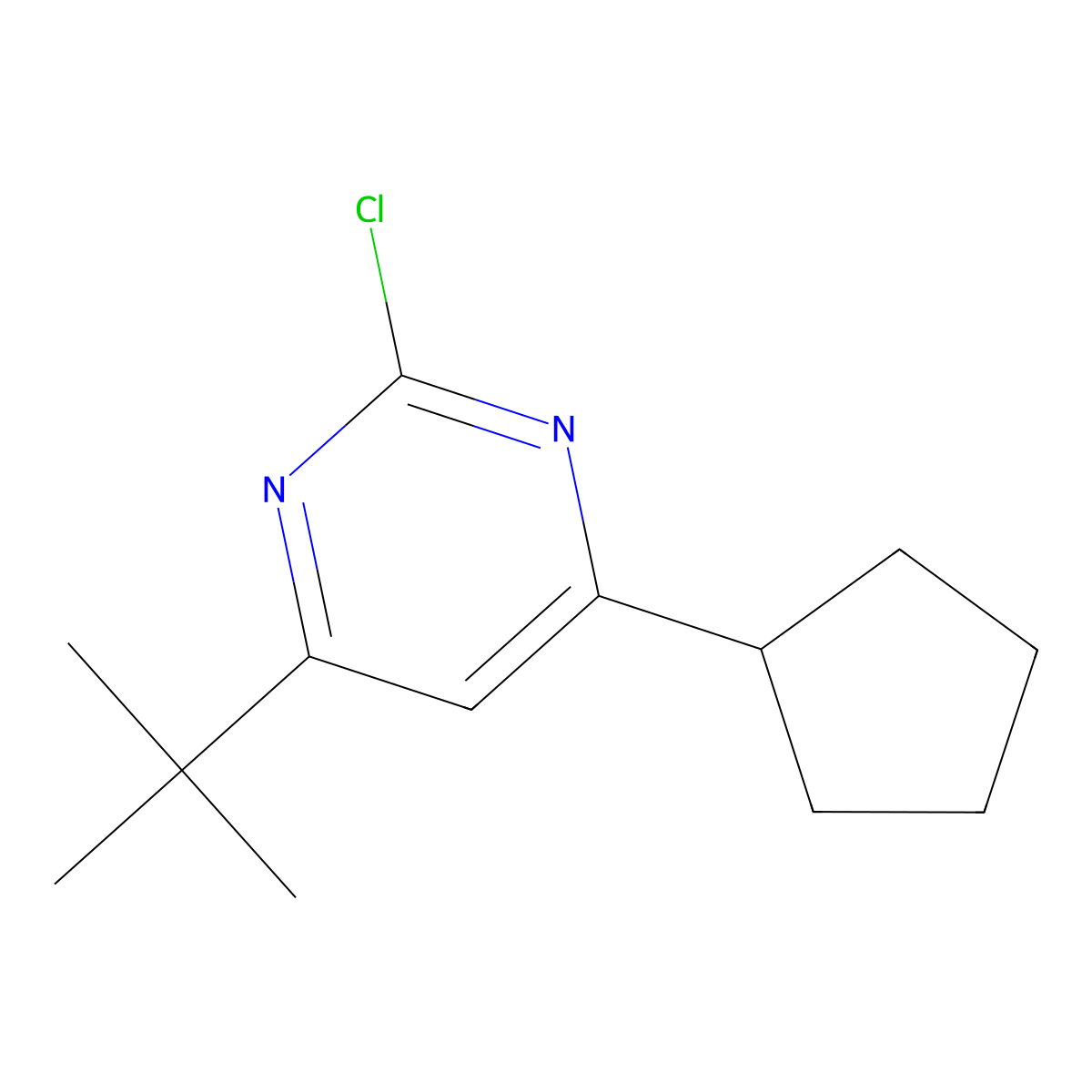 2-Chloro-4-(cyclopentyl)-6-(tert-butyl)pyrimidine molecular structure, CAS 1412960-79-2