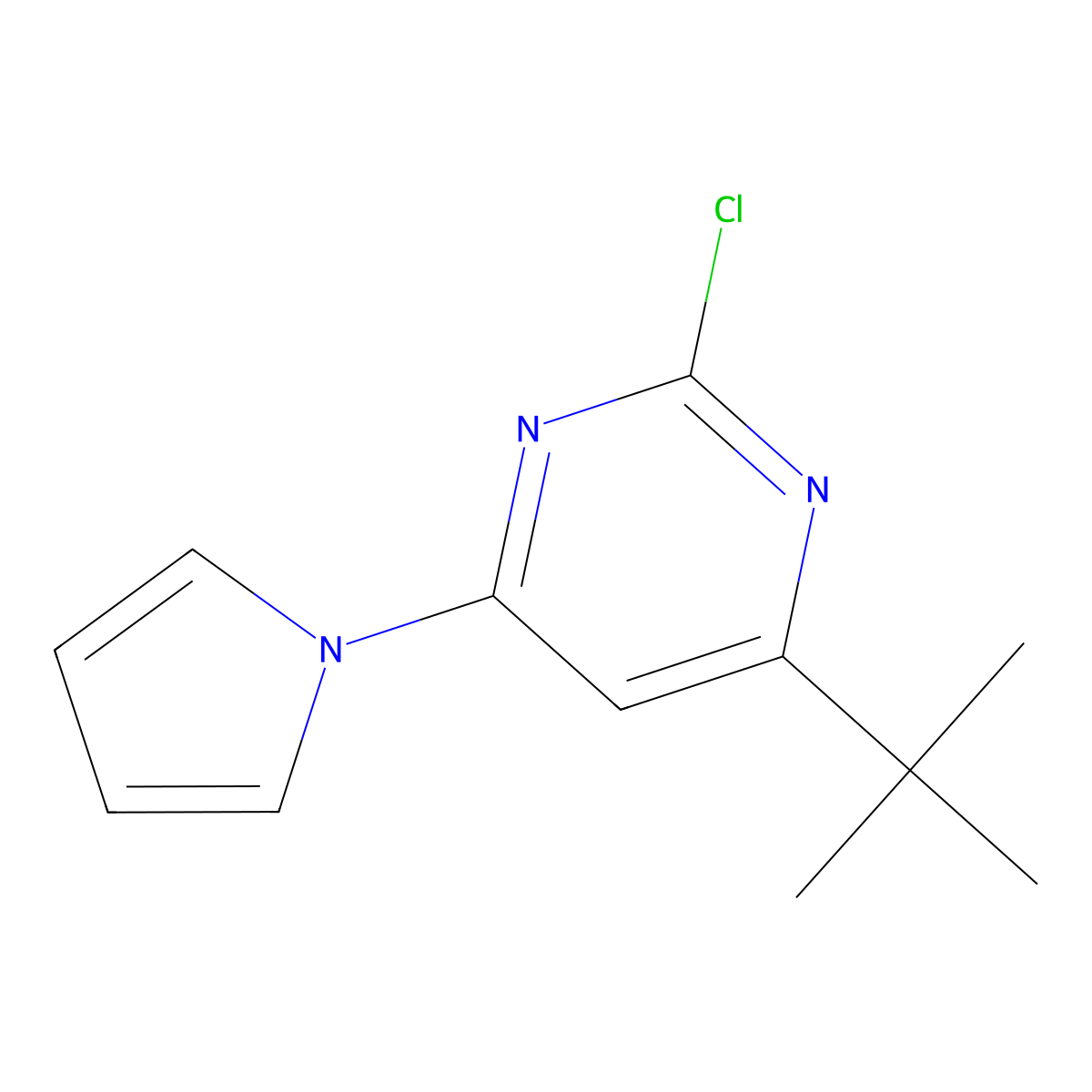 2-chloro-4-(1H-pyrrol-1-yl)-6-(tert-butyl)pyrimidine molecular structure, CAS 1412960-83-8