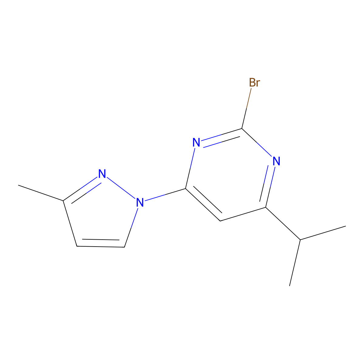 2-Bromo-4-(1H-3-methylpyrozol-1-yl)-6-(iso-propyl)pyrimidine molecular structure, CAS 1412960-90-7