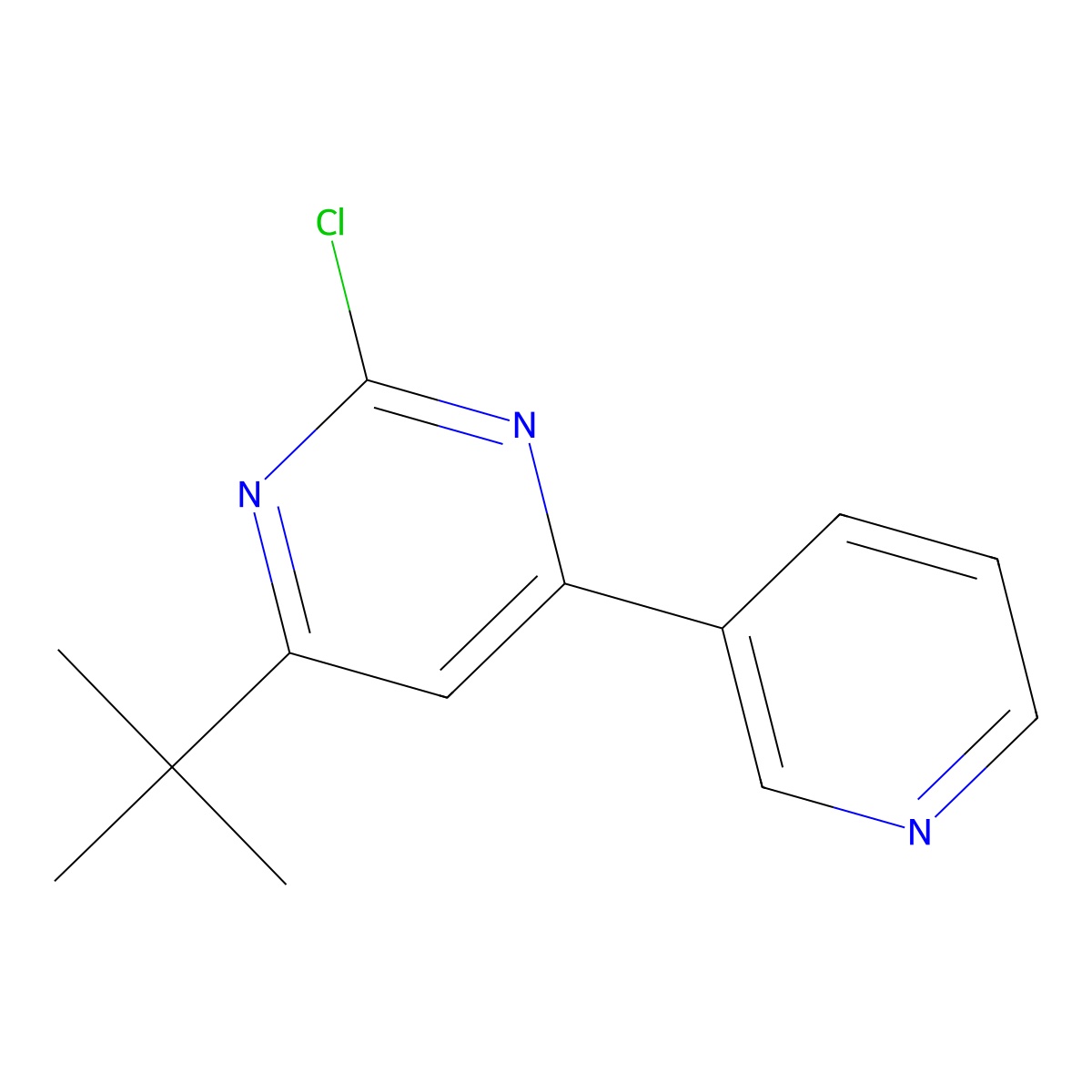 2-Chloro-4-(pyridin-3-yl)-6-(tert-butyl)pyrimidine molecular structure, CAS 1412960-92-9