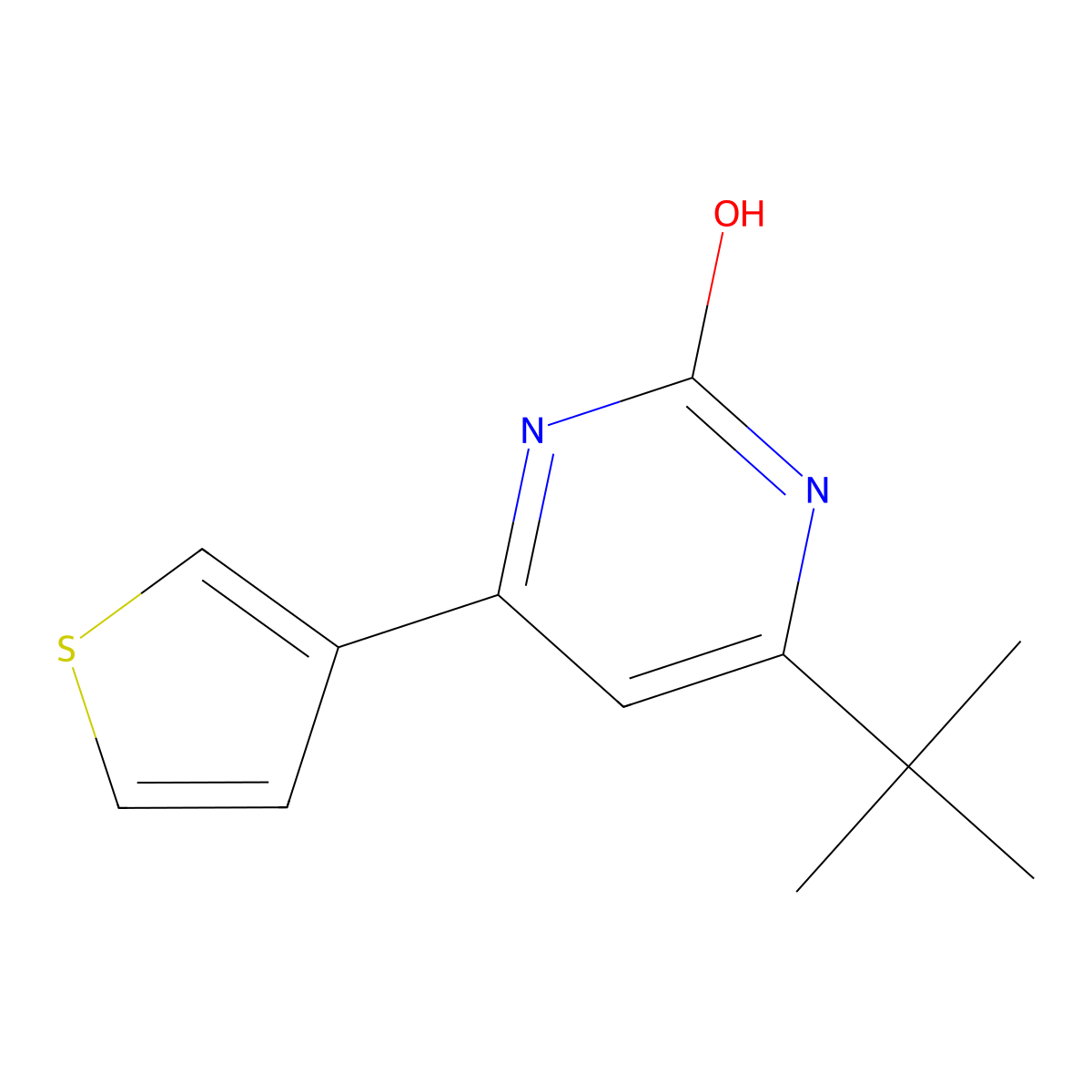 2-Hydroxy-4-(3-thienyl)-6-(tert-butyl)pyrimidine molecular structure, CAS 1412961-02-4