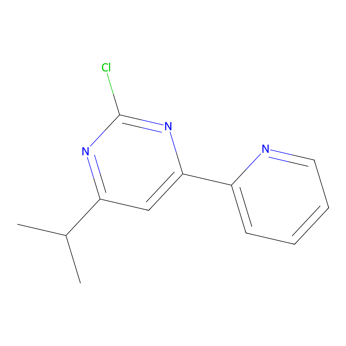 2-Chloro-4-(pyridin-2-yl)-6-(iso-propyl)pyrimidine molecular structure, CAS 1412961-05-7