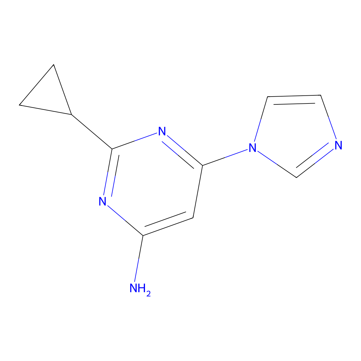 4-Amino-2-cyclopropyl-6-(imidazol-1-yl)pyrimidine molecular structure, CAS 1412961-07-9
