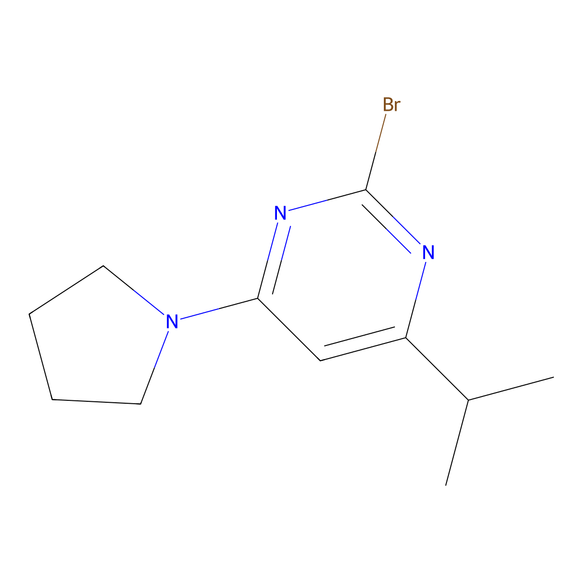 2-Bromo-4-(pyrrolidin-1-yl)-6-(iso-propyl)pyrimidine molecular structure, CAS 1412961-08-0