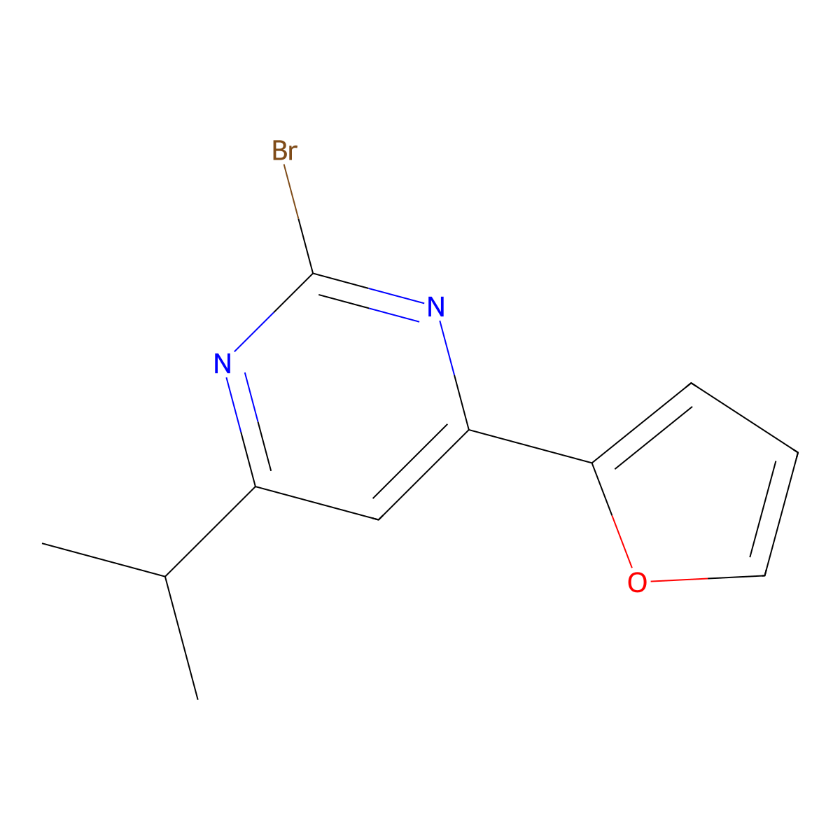 2-Bromo-4-(2-furyl)-6-(iso-propyl)pyrimidine molecular structure, CAS 1412961-17-1