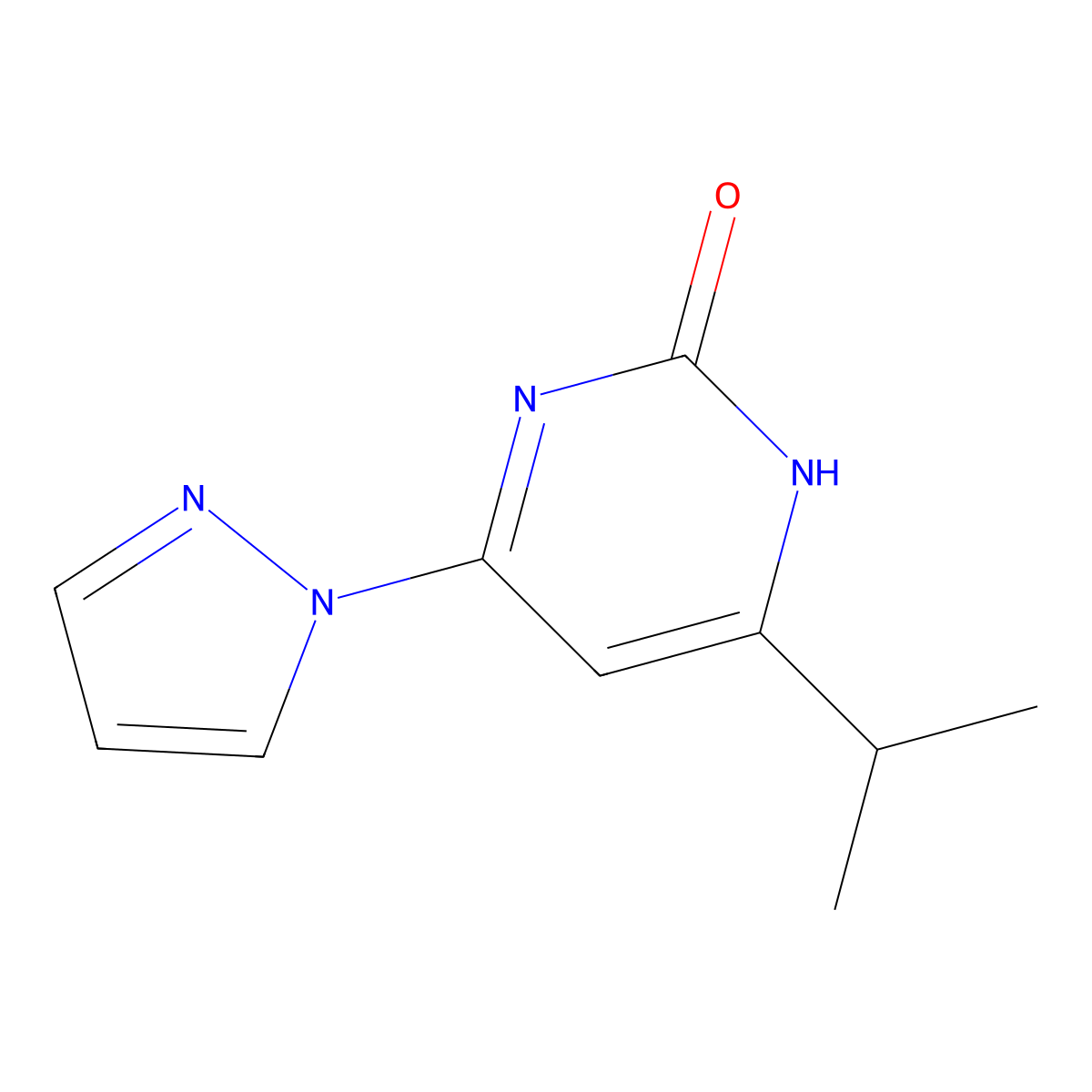 2-Hydroxy-4-(1H-pyrozol-1-yl)-6-(iso-propyl)pyrimidine molecular structure, CAS 1412961-19-3