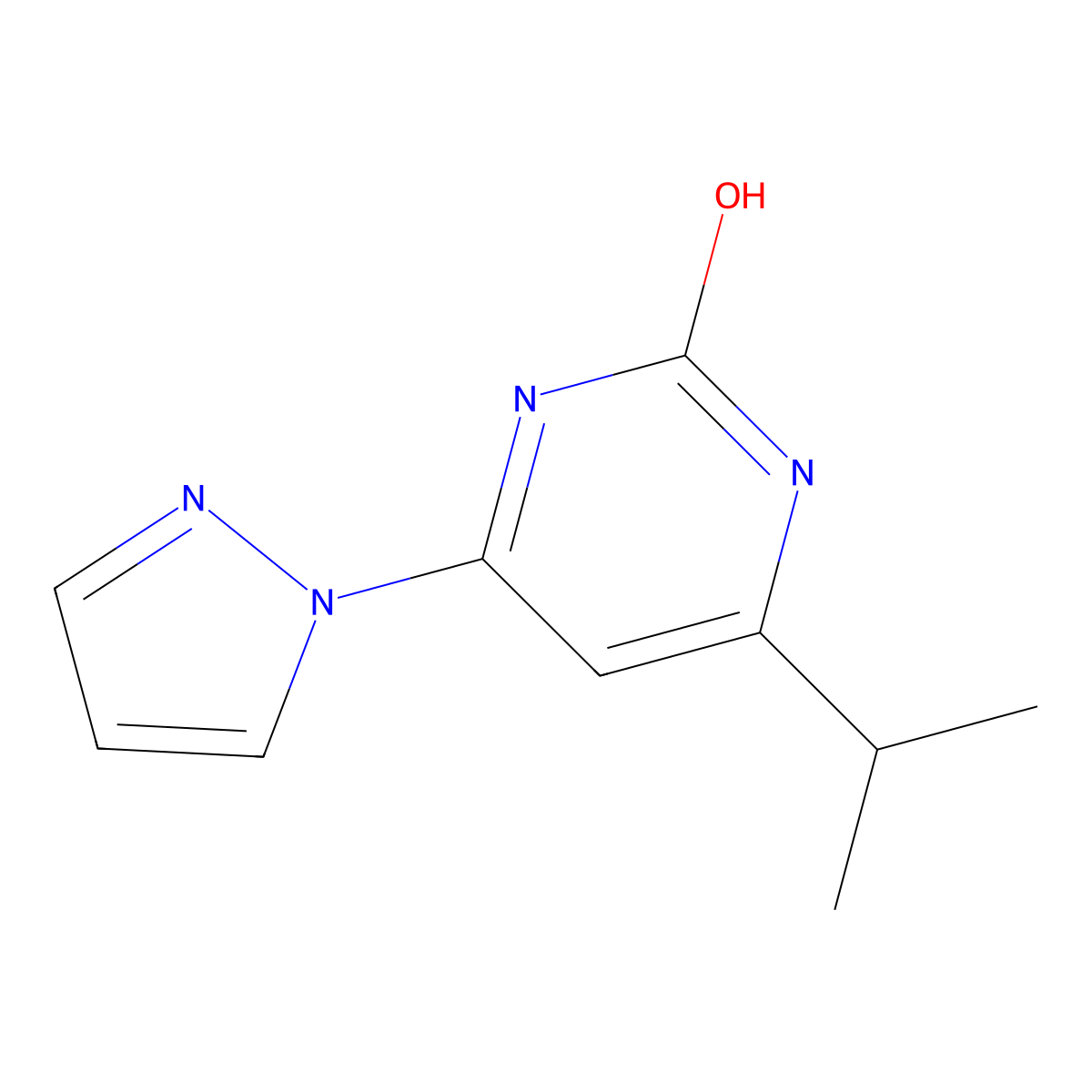 2-Hydroxy-4-(1H-pyrozol-1-yl)-6-(iso-propyl)pyrimidine molecular structure, CAS 1412961-19-3