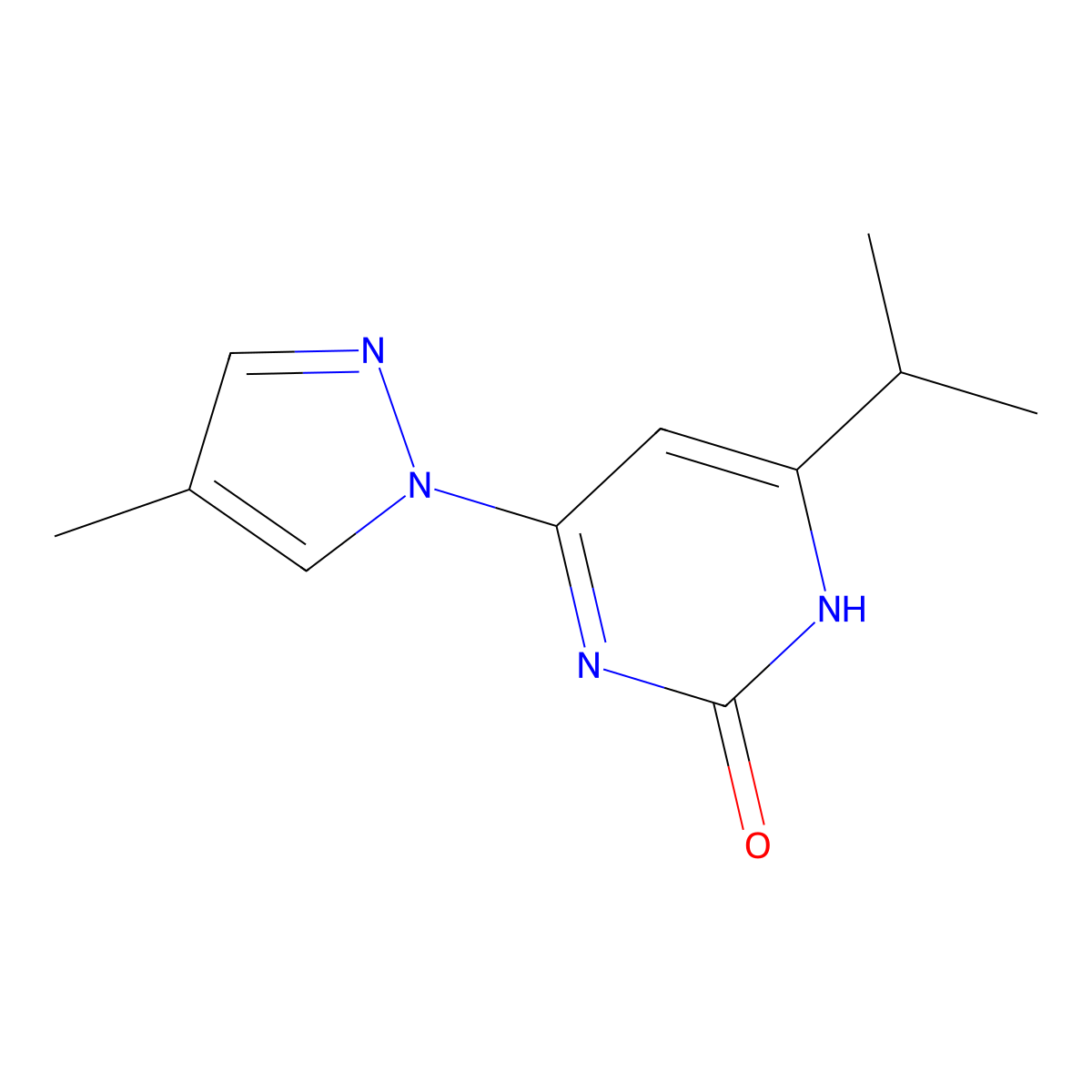 2-Hydroxy-4-(1H-4-methylpyrozol-1-yl)-6-(iso-propyl)pyrimidine molecular structure, CAS 1412961-24-0