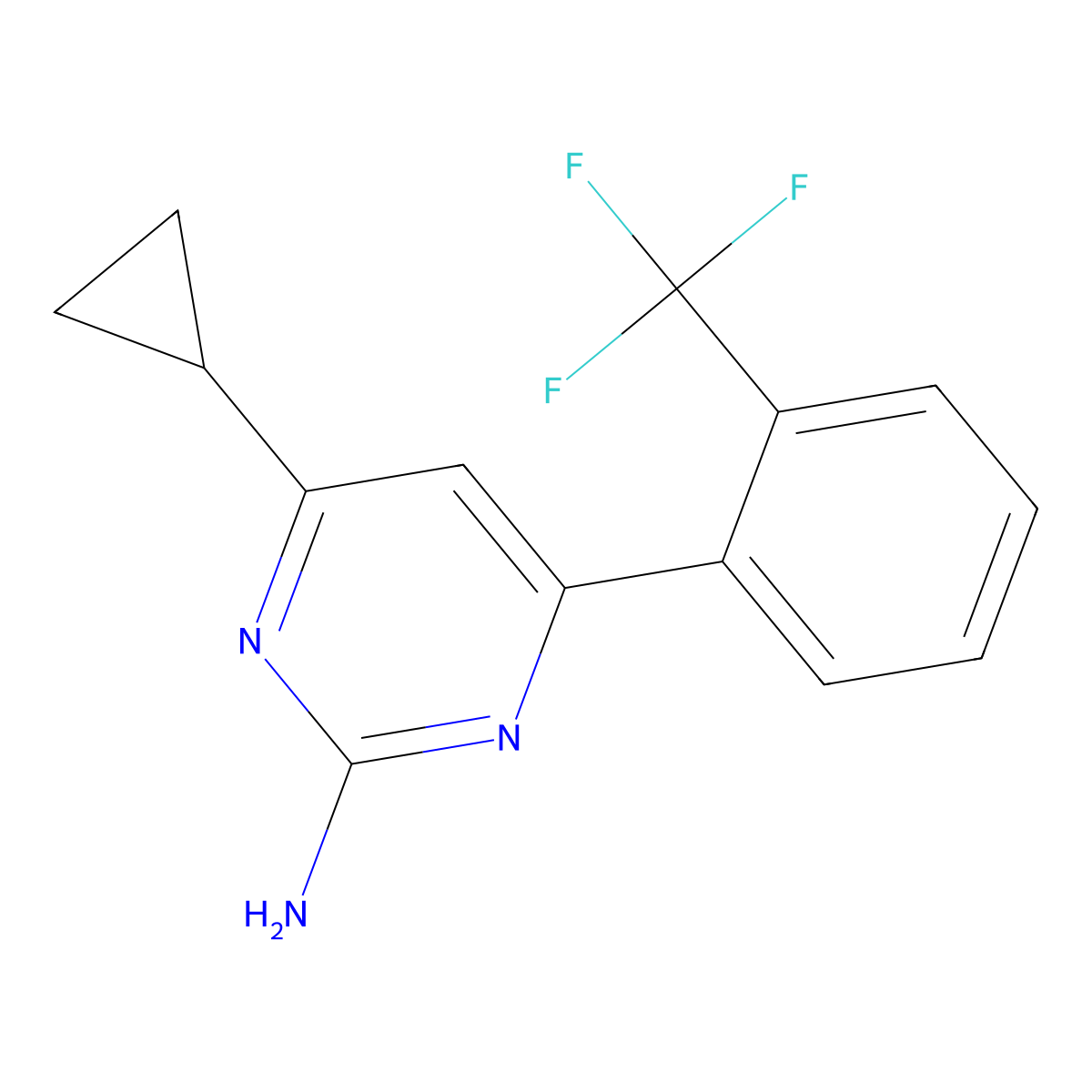 2-Amino-4-(2-trifluoromethylphenyl)-6-cyclopropylpyrimidine molecular structure, CAS 1412961-25-1