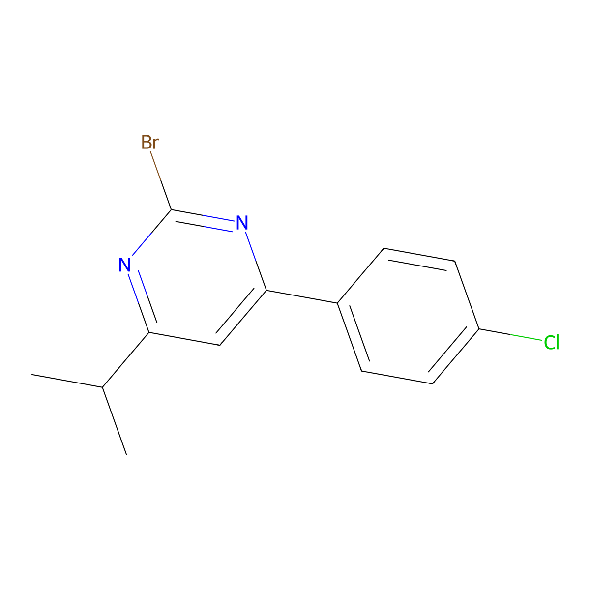 2-Bromo-4-(4-chlorophenyl)-6-(iso-propyl)pyrimidine molecular structure, CAS 1412961-26-2