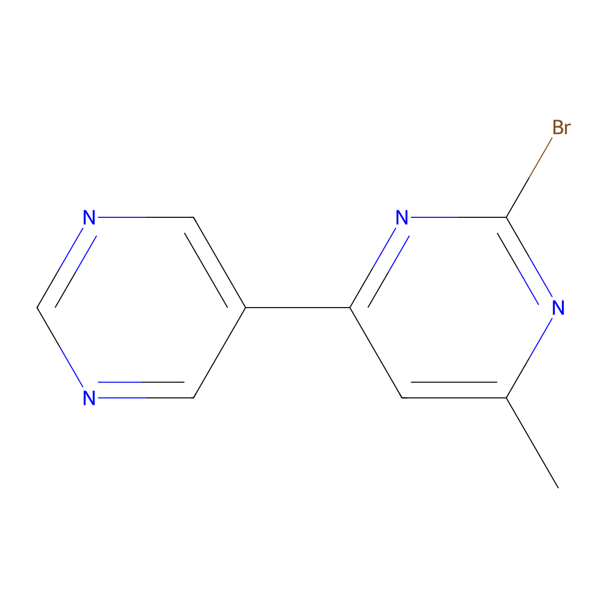 2-Bromo-4-(pyrimidin-5-yl)-6-methylpyrimidine molecular structure, CAS 1412961-30-8