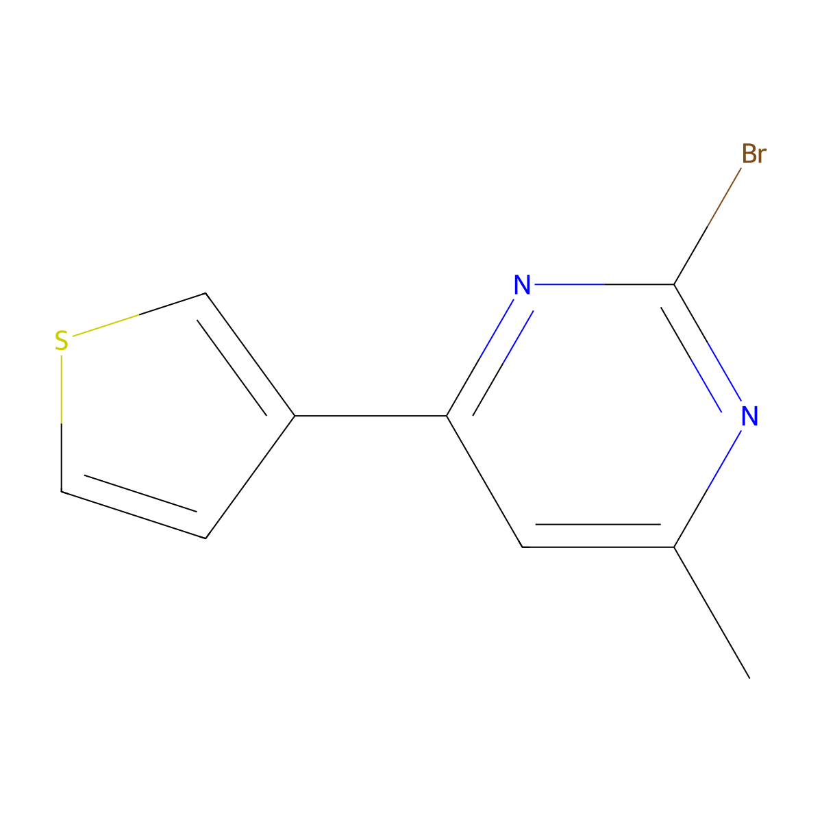 2-Bromo-4-(3-thienyl)-6-methylpyrimidine molecular structure, CAS 1412961-32-0