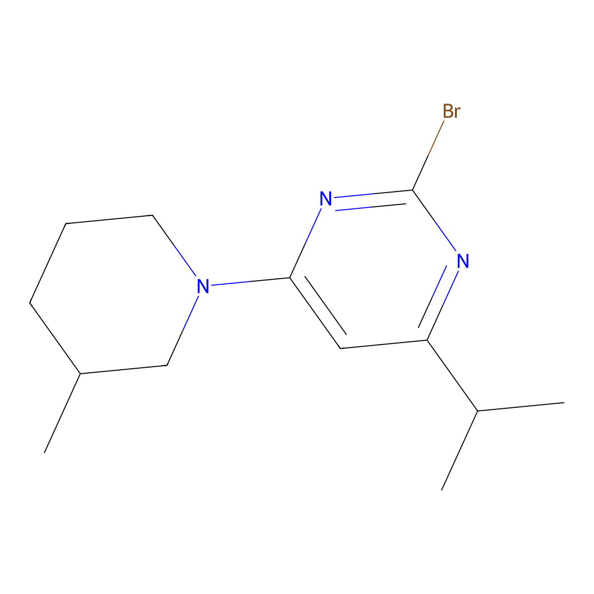 2-Bromo-4-(3-methylpiperidin-1-yl)-6-(iso-propyl)pyrimidine molecular structure, CAS 1412961-33-1