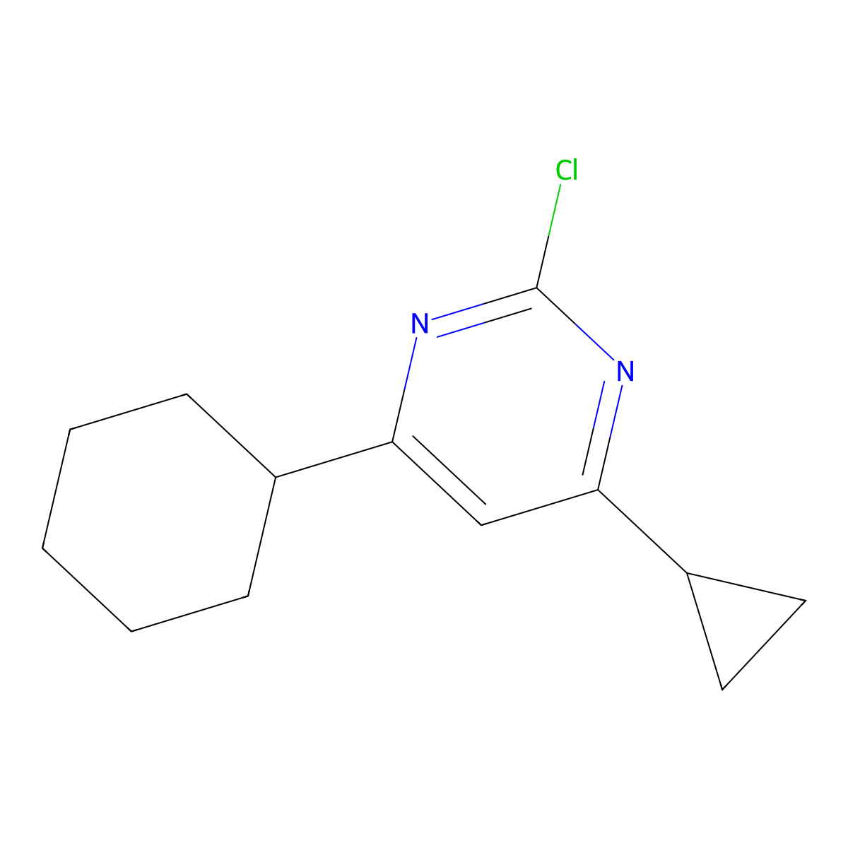 2-Chloro-4-cyclohexyl-6-cyclopropylpyrimidine molecular structure, CAS 1412961-38-6