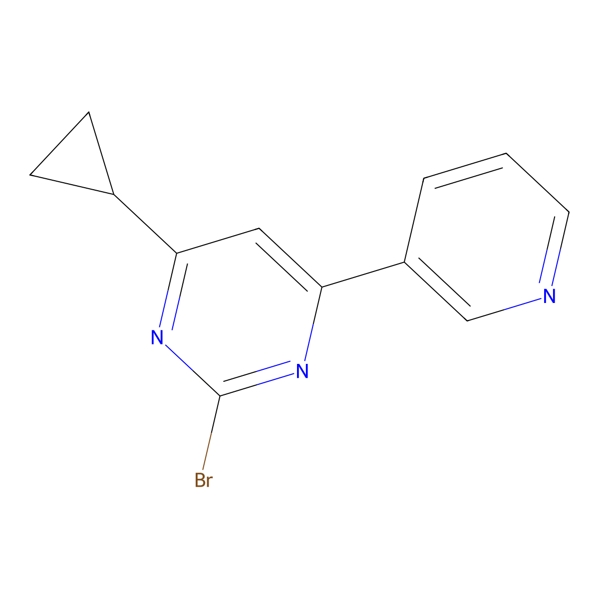 2-Bromo-4-(pyridin-3-yl)-6-cyclopropylpyrimidine molecular structure, CAS 1412961-42-2