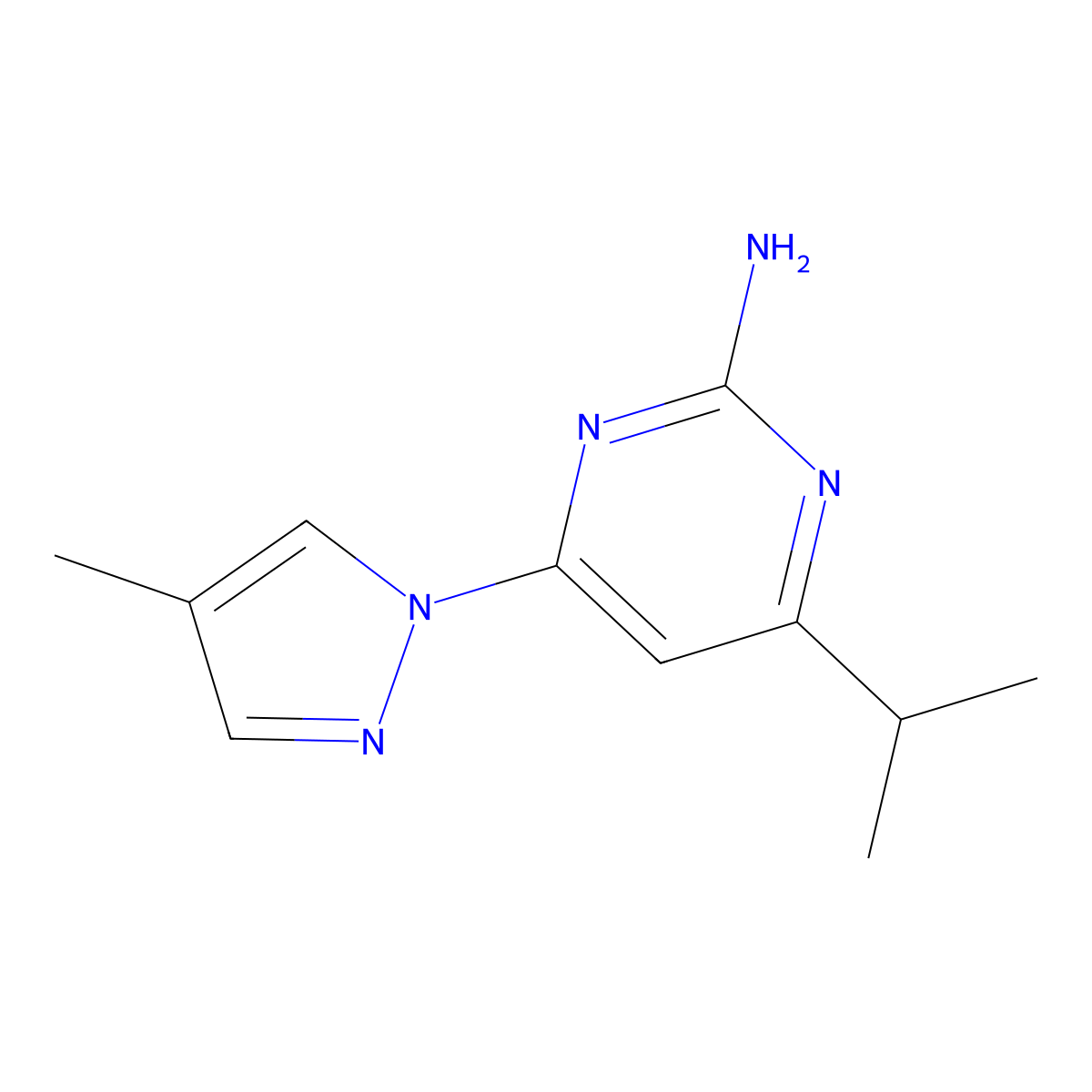 2-Amino-4-(1H-4-methylpyrozol-1-yl)-6-(iso-propyl)pyrimidine molecular structure, CAS 1412961-43-3