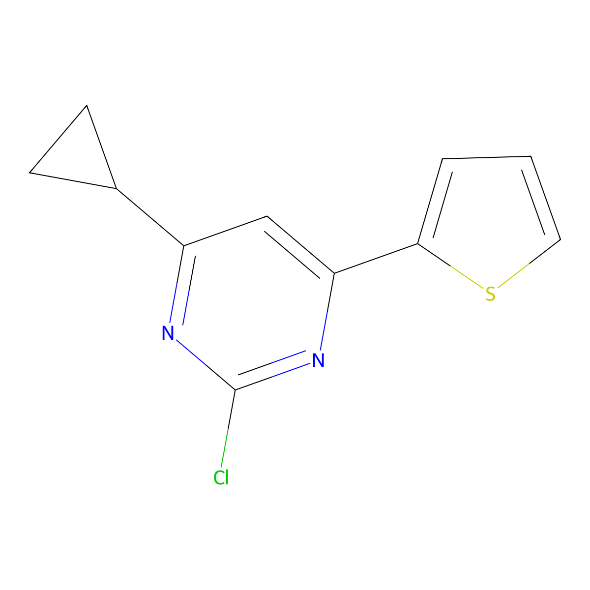2-Chloro-4-(2-thienyl)-6-cyclopropylpyrimidine molecular structure, CAS 1412961-44-4