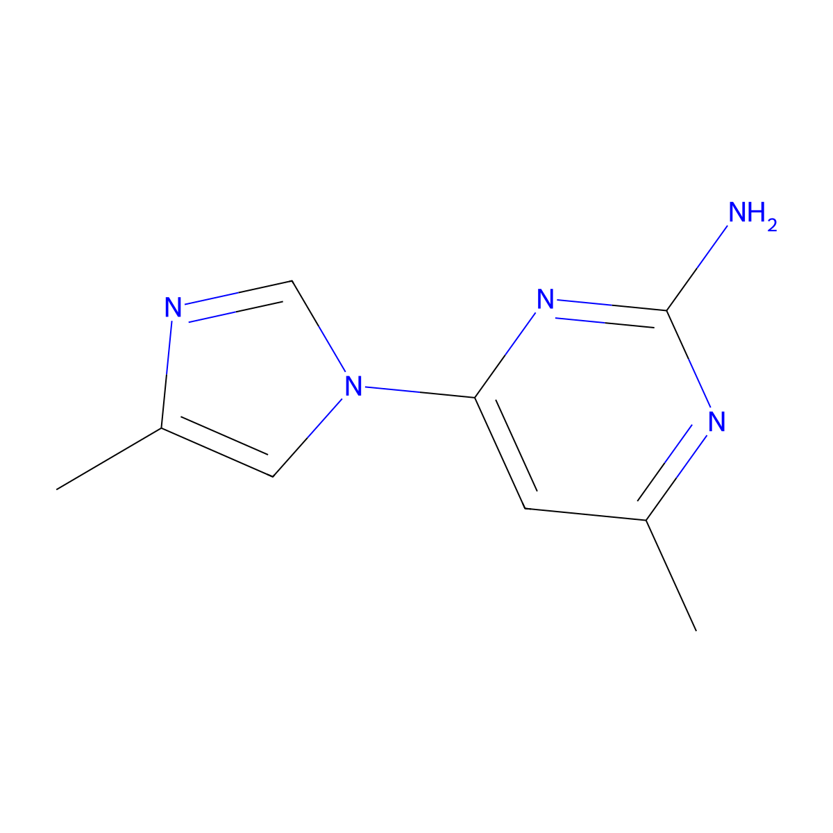 2-Amino-4-(4-methyl-1H-imidazol-1-yl)-6-methylpyrimidine molecular structure, CAS 1412961-47-7