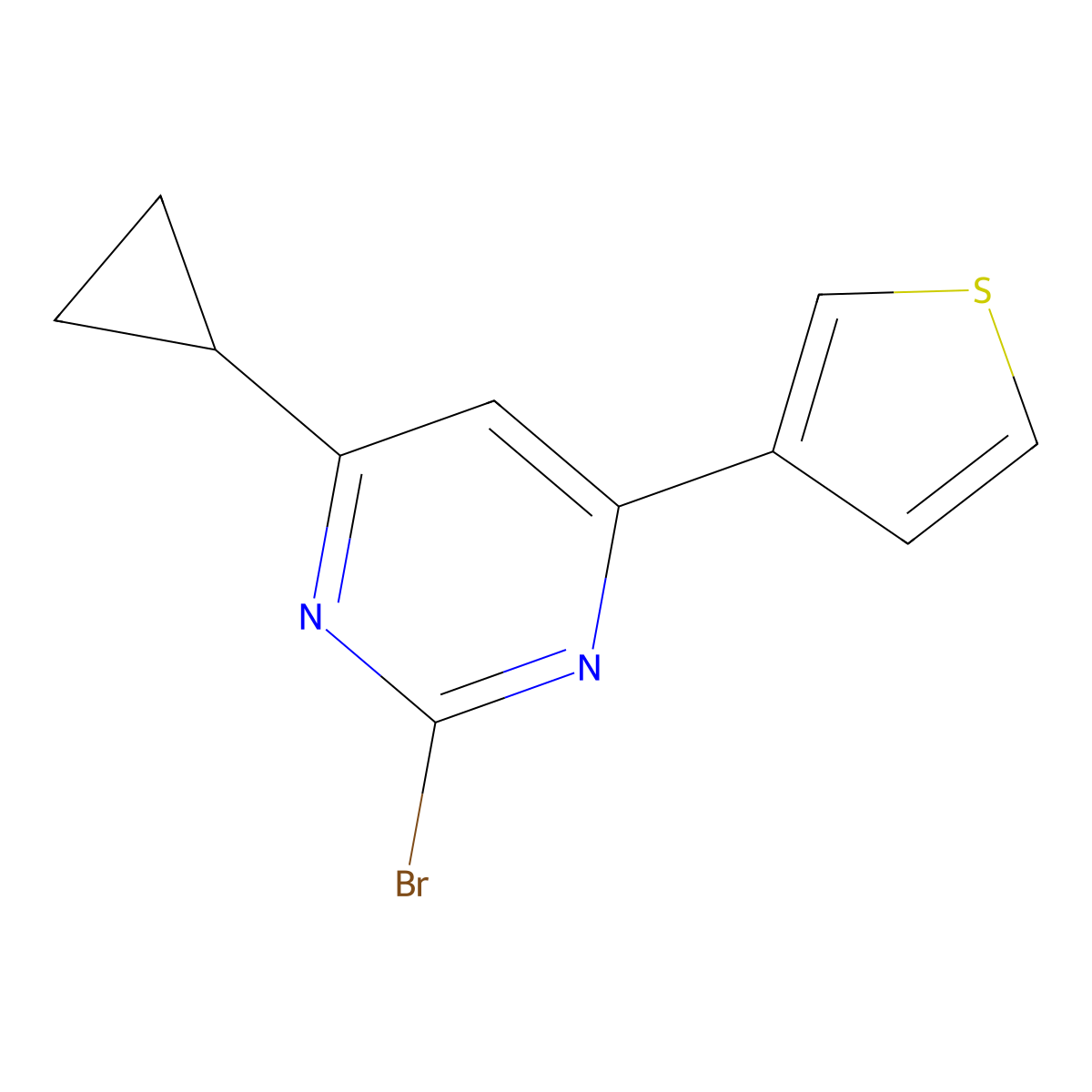 2-Bromo-4-(3-thienyl)-6-cyclopropylpyrimidine molecular structure, CAS 1412961-49-9