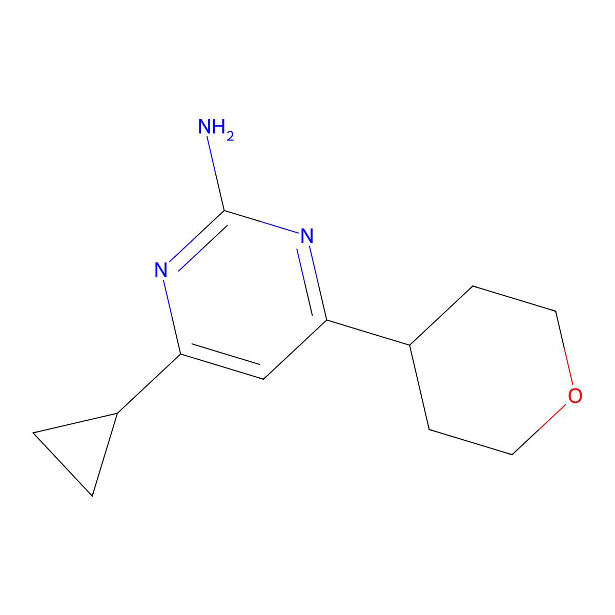 2-Amino-4-(4-tetrahydropyranyl)-6-cyclopropylpyrimidine molecular structure, CAS 1412961-50-2