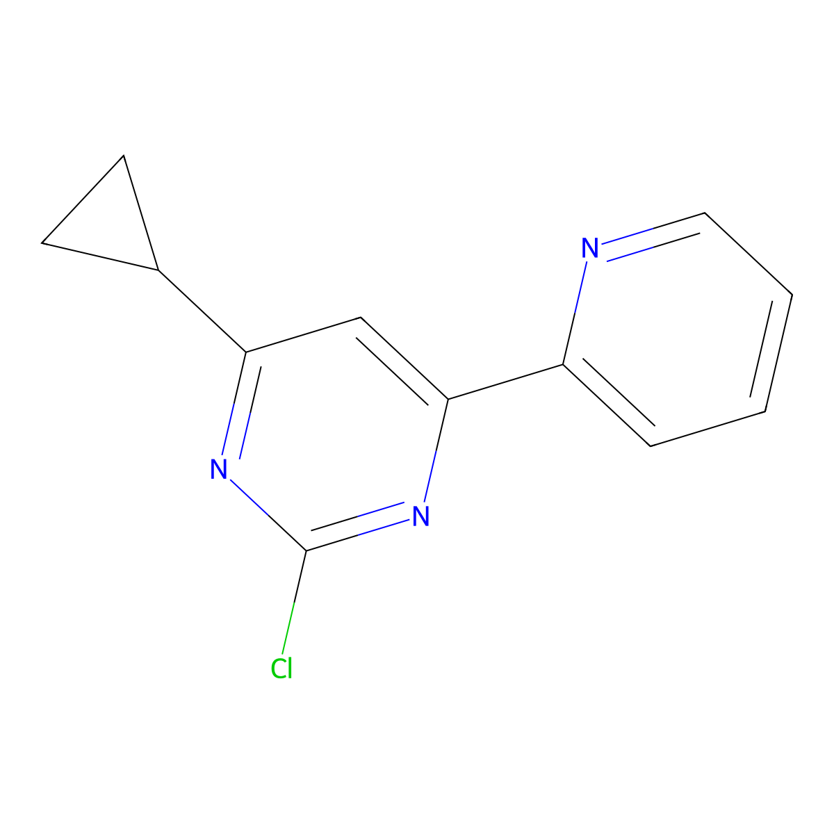 2-Chloro-4-(pyridin-2-yl)-6-cyclopropylpyrimidine molecular structure, CAS 1412961-53-5