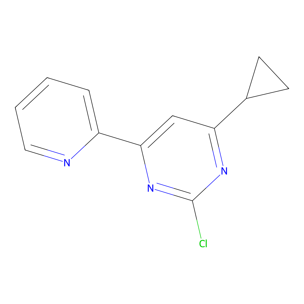 2-Chloro-4-(pyridin-2-yl)-6-cyclopropylpyrimidine molecular structure, CAS 1412961-53-5