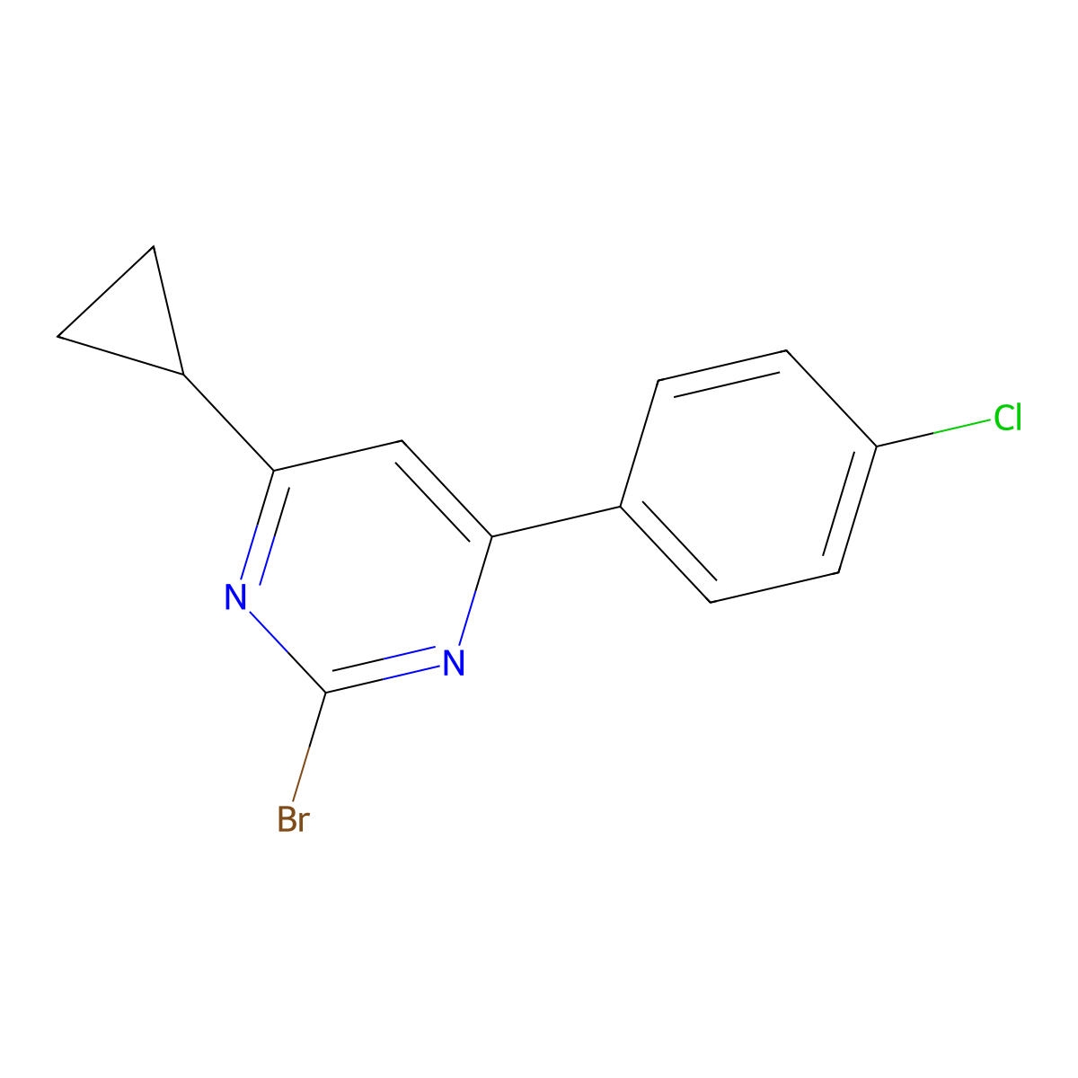 2-Bromo-4-(4-chlorophenyl)-6-cyclopropylpyrimidine molecular structure, CAS 1412961-56-8