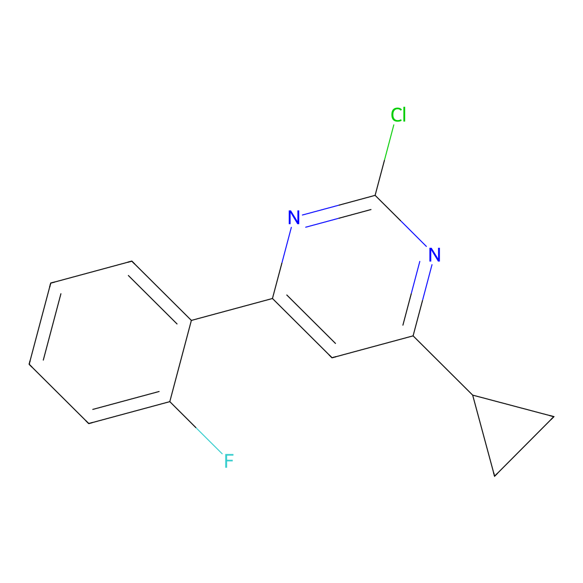 2-Chloro-4-(2-fluorophenyl)-6-cyclopropylpyrimidine molecular structure, CAS 1412961-61-5