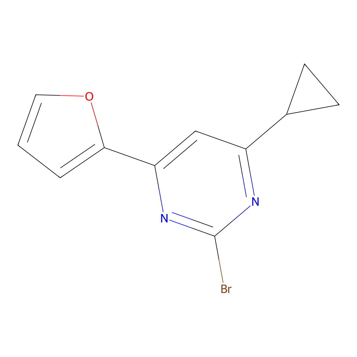 2-Bromo-4-(2-furyl)-6-cyclopropylpyrimidine molecular structure, CAS 1412961-62-6