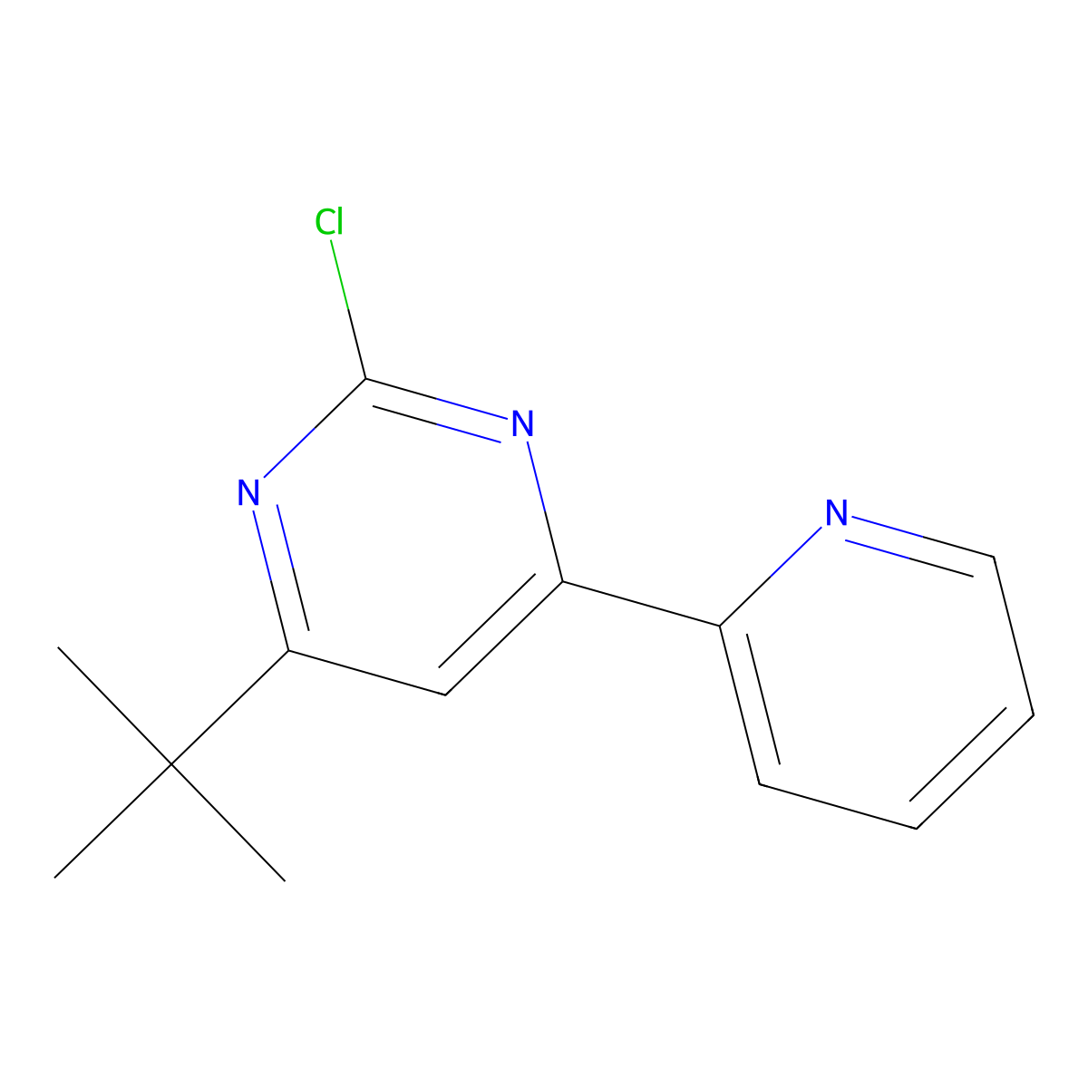 2-Chloro-4-(pyridin-2-yl)-6-(tert-butyl)pyrimidine molecular structure, CAS 1412961-63-7