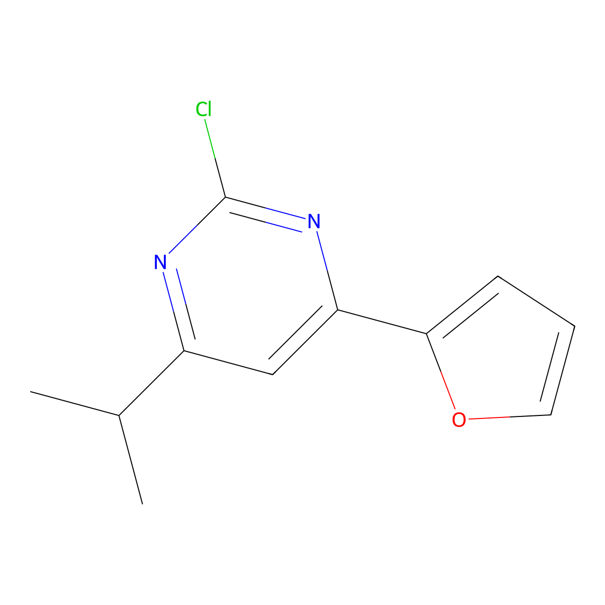 2-Chloro-4-(2-furyl)-6-(iso-propyl)pyrimidine molecular structure, CAS 1412961-67-1