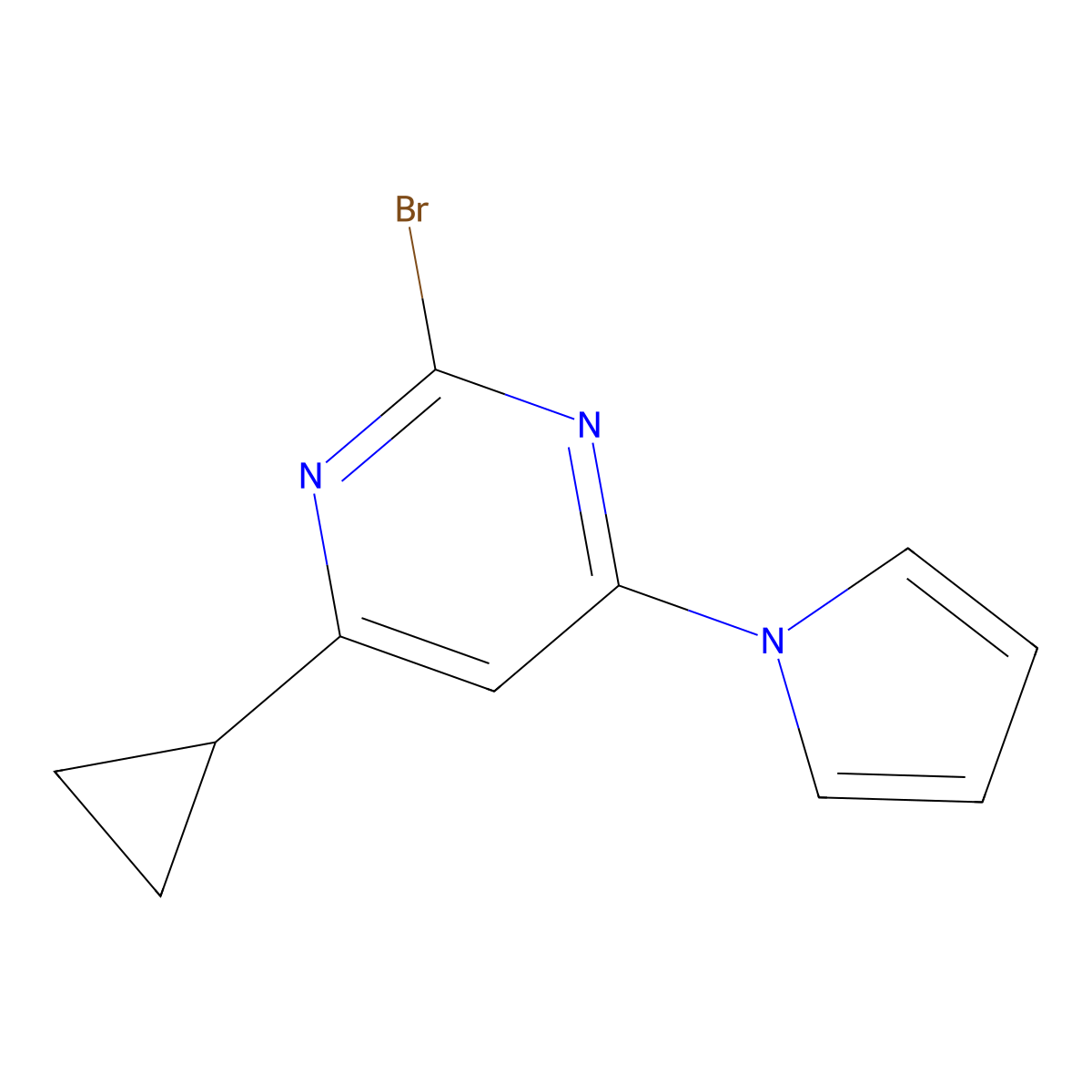 2-bromo-4-(1H-pyrrol-1-yl)-6-cyclopropylpyrimidine molecular structure, CAS 1412961-68-2