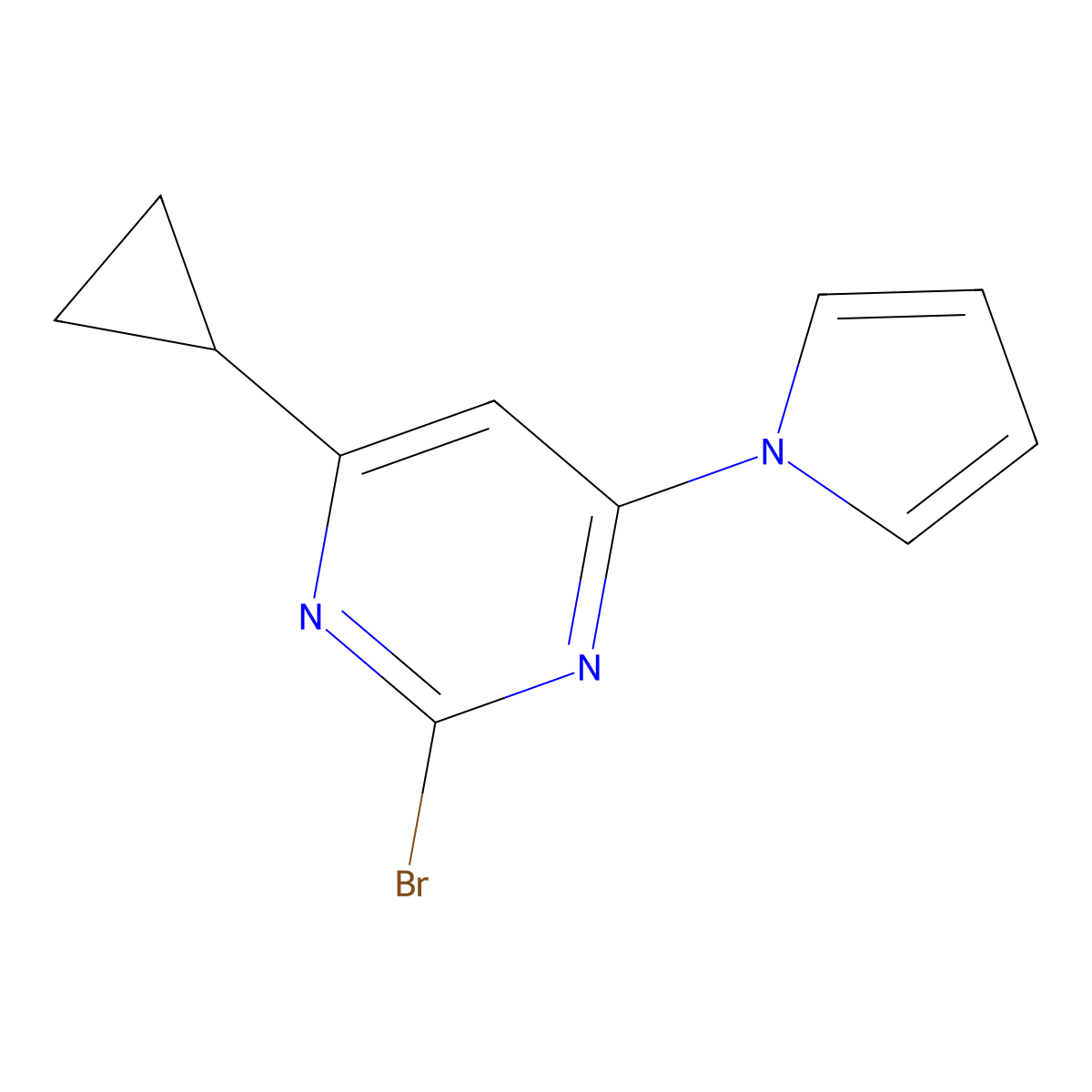 2-bromo-4-(1H-pyrrol-1-yl)-6-cyclopropylpyrimidine molecular structure, CAS 1412961-68-2