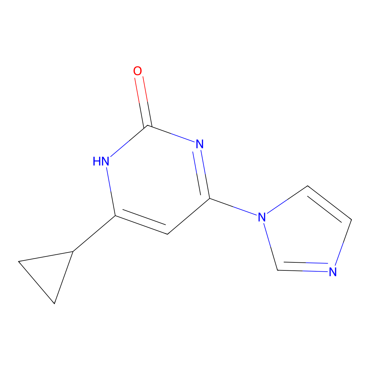 2-hydroxy-4-(1H-imidazol-1-yl)-6-cyclopropylpyrimidine molecular structure, CAS 1412961-69-3