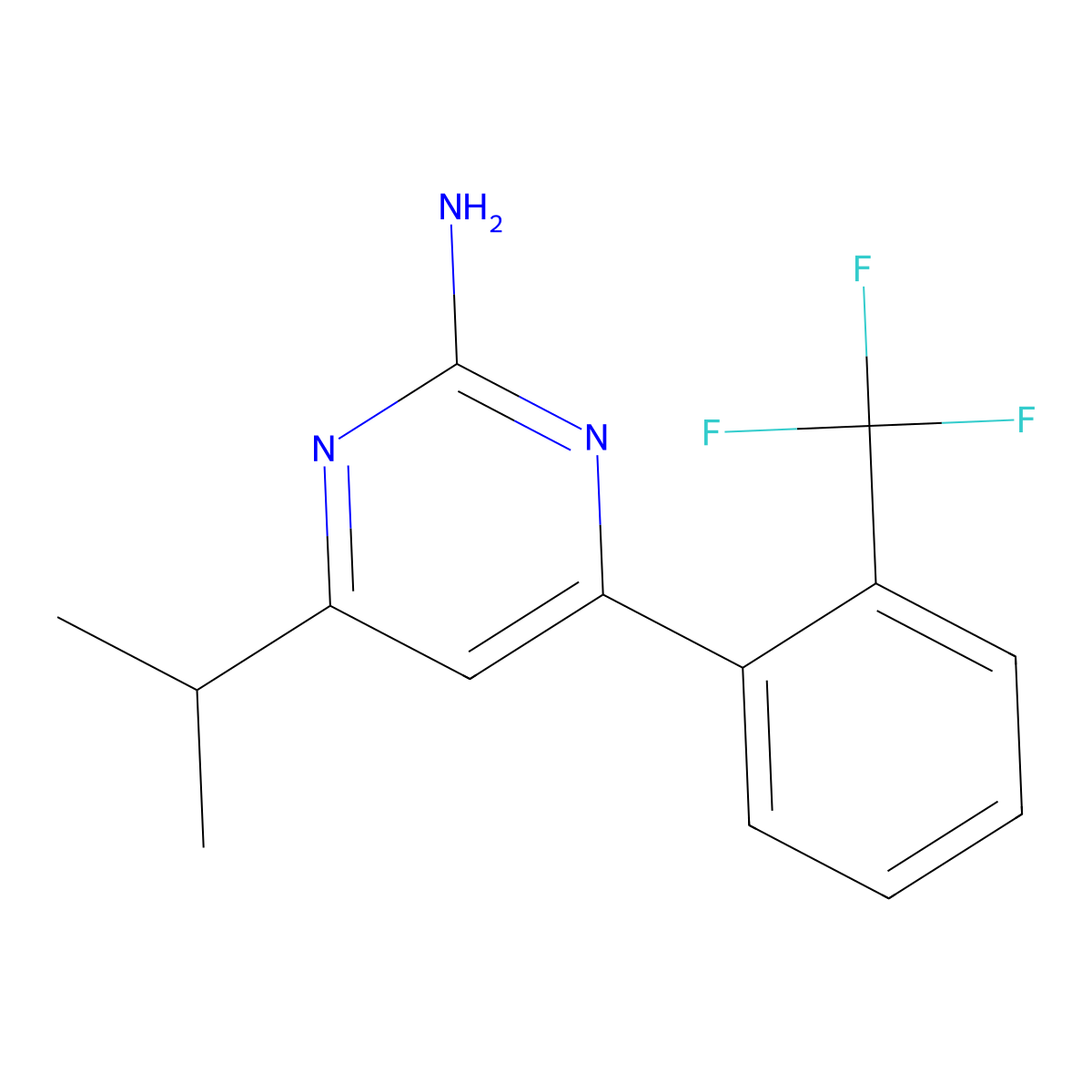 2-Amino-4-(2-trifluoromethylphenyl)-6-(iso-propyl)pyrimidine molecular structure, CAS 1412961-71-7
