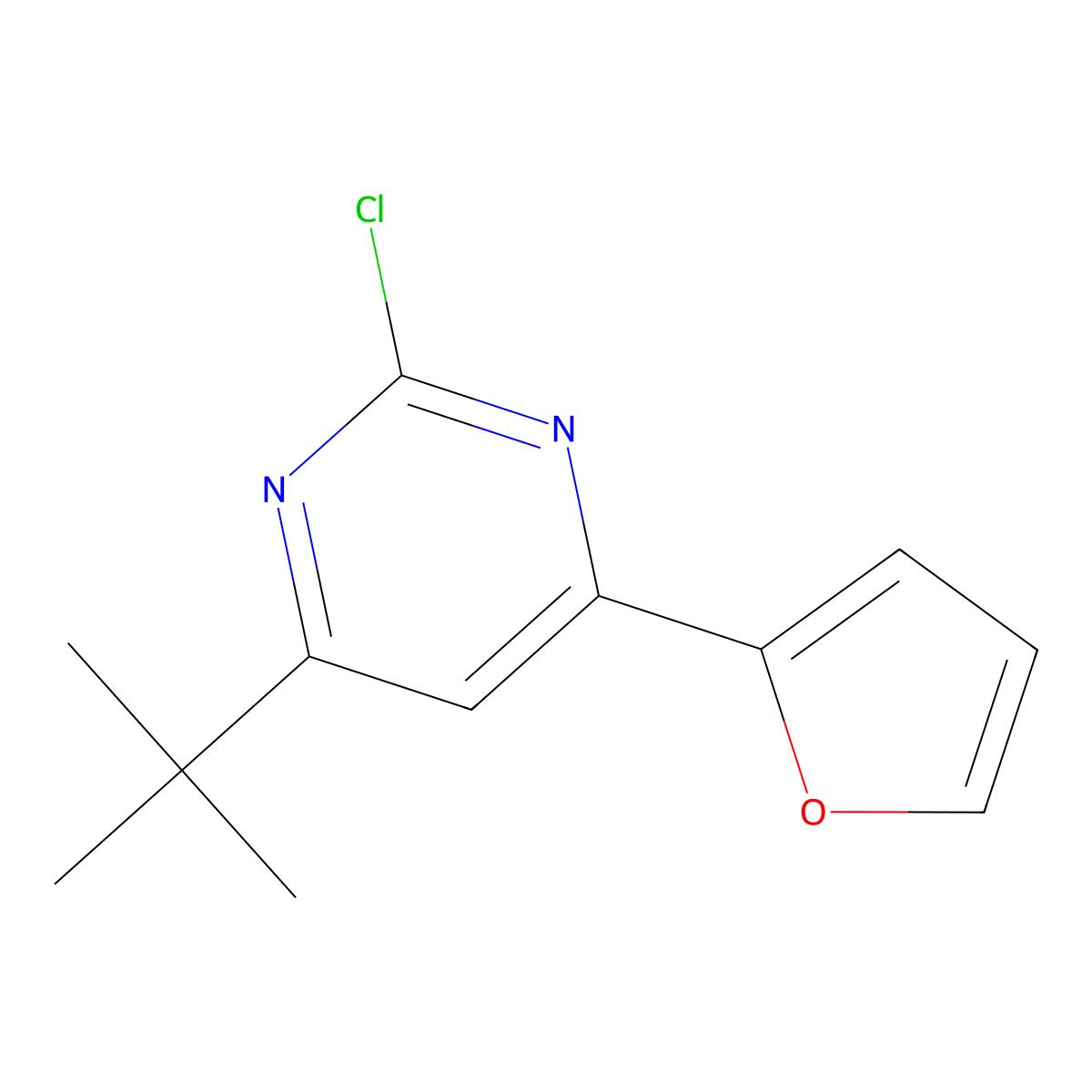 2-Chloro-4-(2-furyl)-6-(tert-butyl)pyrimidine molecular structure, CAS 1412961-74-0