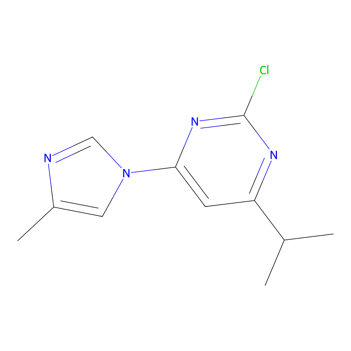 2-Chloro-4-(1H-4-methylimidazol-1-yl)-6-(iso-propyl)pyrimidine molecular structure, CAS 1412961-77-3
