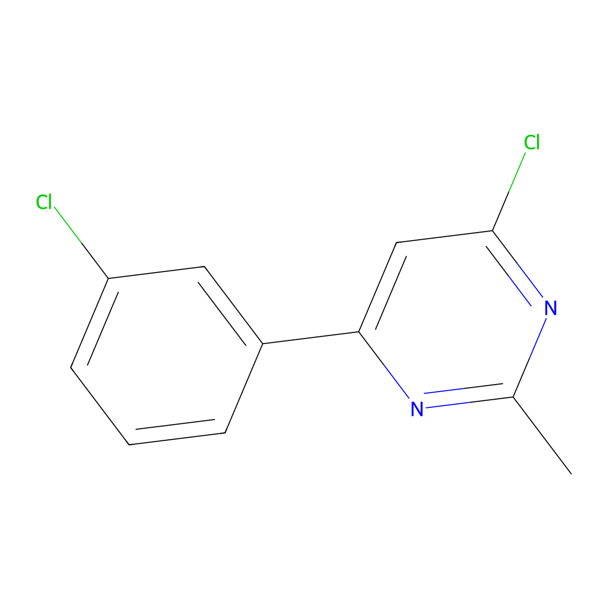 4-Chloro-6-(3-chlorophenyl)-2-methylpyrimidine molecular structure, CAS 1412961-80-8