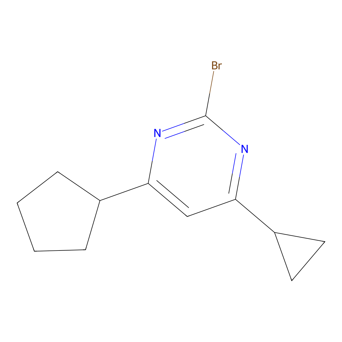 2-Bromo-4-(cyclopentyl)-6-cyclopropylpyrimidine molecular structure, CAS 1412961-81-9