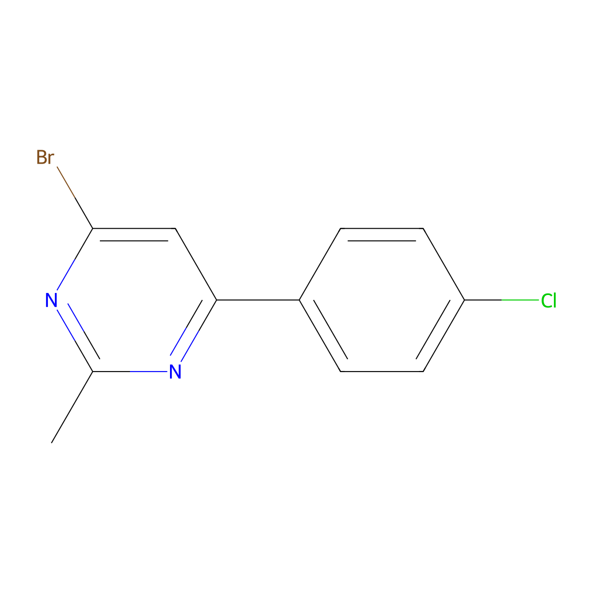 4-Bromo-6-(4-chlorophenyl)-2-methylpyrimidine molecular structure, CAS 1412961-82-0