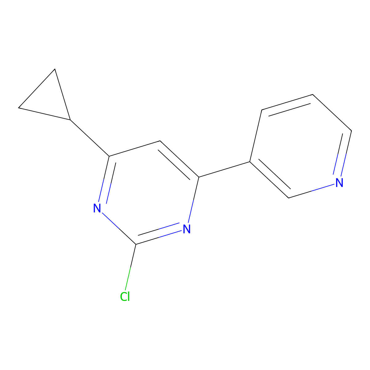 2-Chloro-4-(pyridin-3-yl)-6-cyclopropylpyrimidine molecular structure, CAS 1412961-85-3