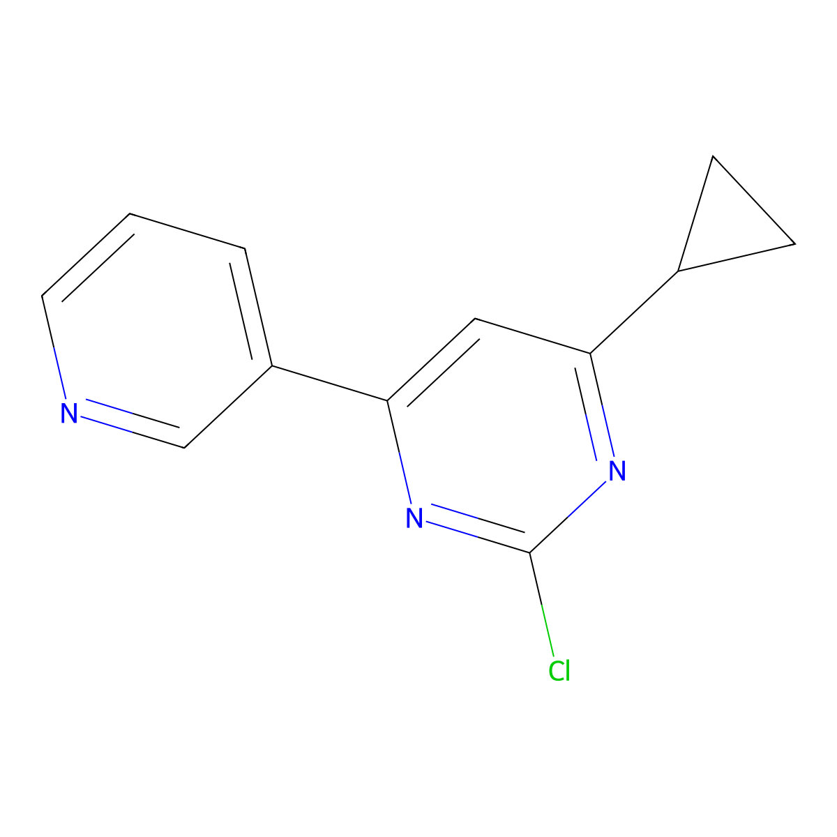2-Chloro-4-(pyridin-3-yl)-6-cyclopropylpyrimidine molecular structure, CAS 1412961-85-3