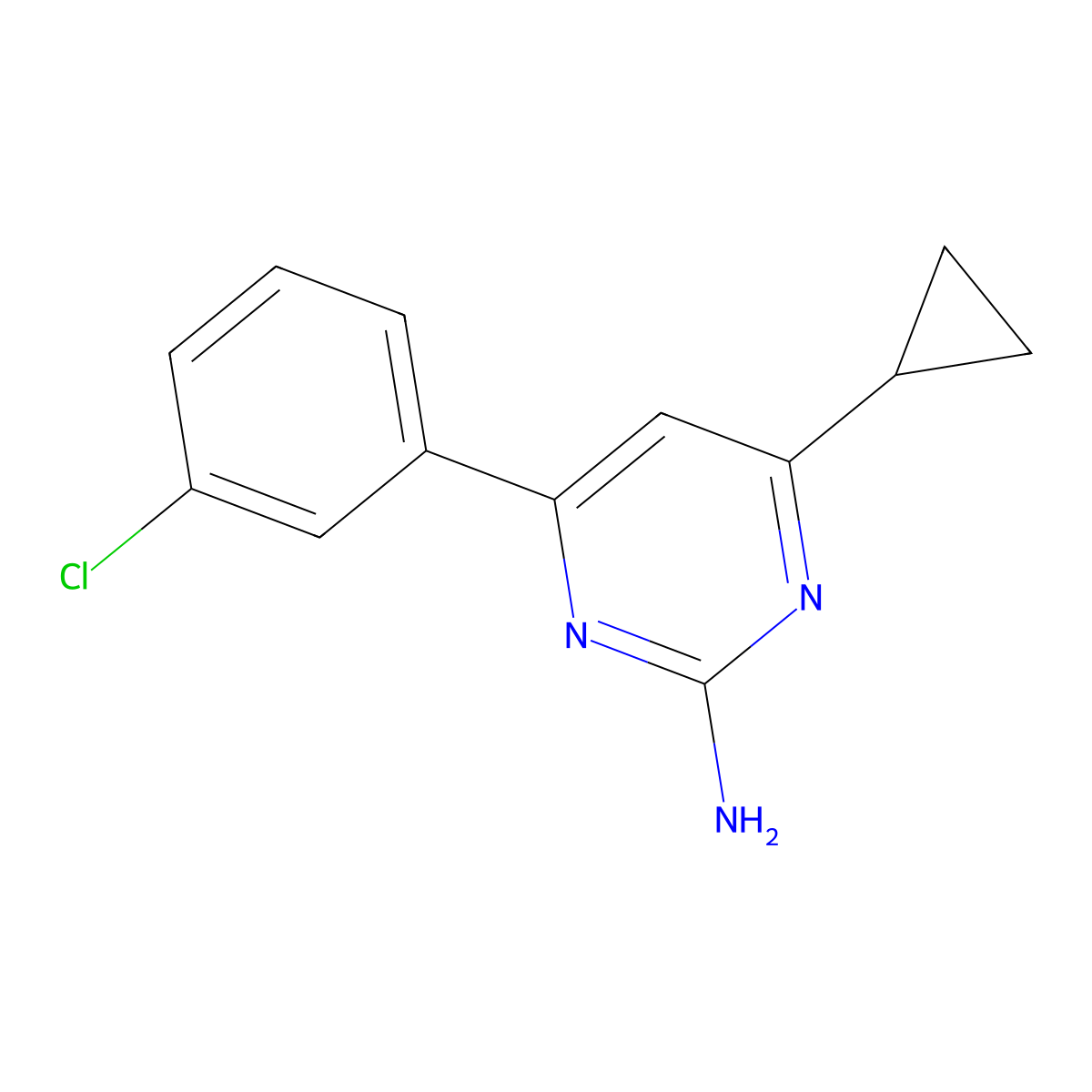 2-Amino-4-(3-chlorophenyl)-6-cyclopropylpyrimidine molecular structure, CAS 1412961-87-5