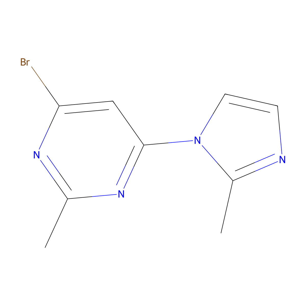 4-bromo-2-methyl-6-(1H-2-methylimidazol-1-yl)pyrimidine molecular structure, CAS 1412961-90-0